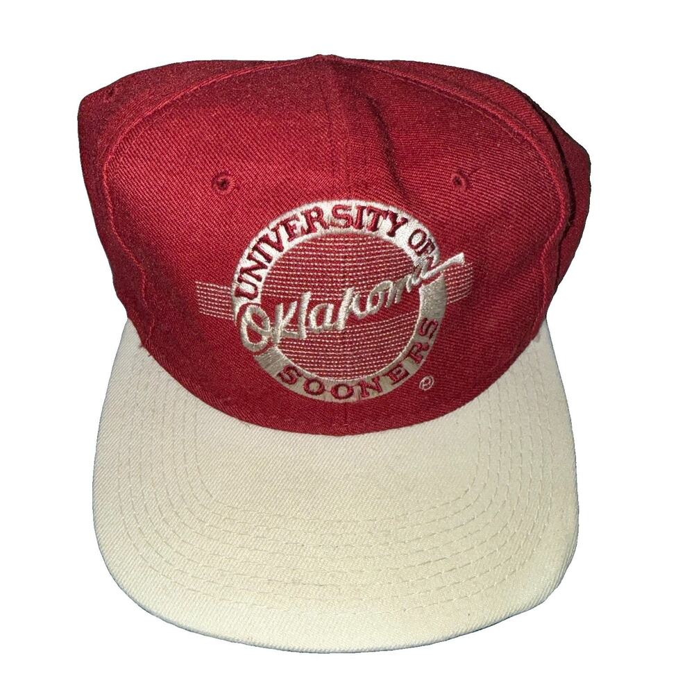 Vintage 90s Oklahoma Sooners Fitted Hat The Game Wool Cap Circle Logo Size 7 5/8